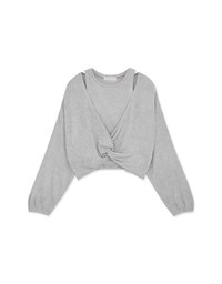 Twisted Puff Sleeve Knitted Two Piece Top