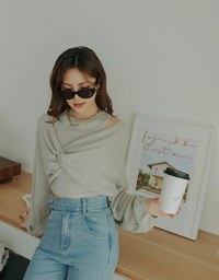 Twisted Puff Sleeve Knitted Two Piece Top