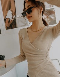 Overlap Scrunch V Neck Crop Top