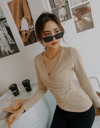 Overlap Scrunch V Neck Crop Top