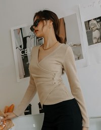 Overlap Scrunch V Neck Crop Top