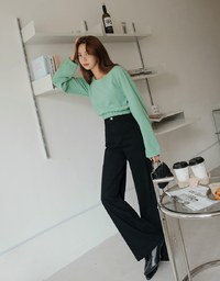 U Neck Woolen Loose Crop Top