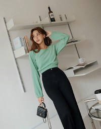 U Neck Woolen Loose Crop Top