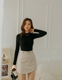 Irregular Buckle Leather Skirt (With Belt)