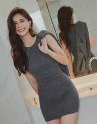 【Porima' Picks】Wide Sleeve Two Piece Bodycon Knit Dress