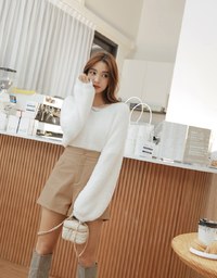 Loose Plush Knit Crop Top