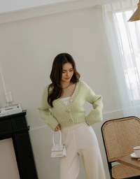 High Waist Ribbed Knit Loose Pants