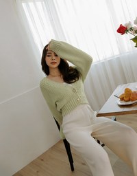 High Waist Ribbed Knit Loose Pants