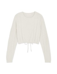 Round Neck Tie Up Twist Knit Crop Top