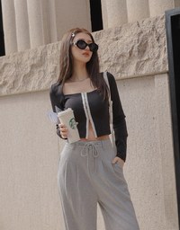 Contrast Color Sexy Buttoned Top