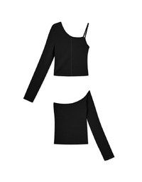 2WAY One Shoulder Twisted Ribbed Top