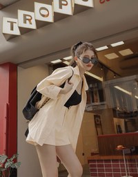 素面燈芯絨寬版襯衫