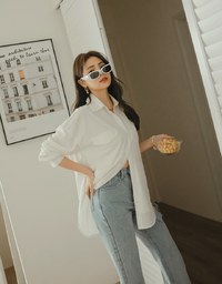 Wrinkle Free Loose Long Blouse