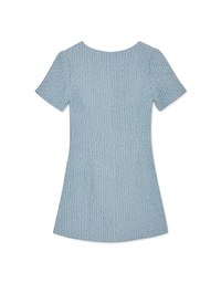 Waffle V Neck Double Breasted Mini Dress