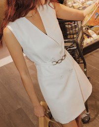 Double Breasted Suit Vest Mini Dress (With Belt)