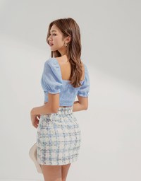 2Way Puffy Sleeve Crop Top (With Padding)