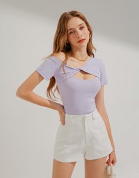 Fake Two-Piece Twisted Design Knit Top