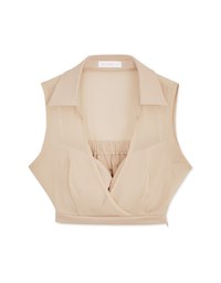 Open Collar Sheer Chiffon Vest (With Padding)