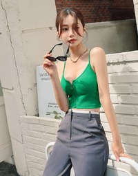 【Air 2.0】Zippered Spaghetti Bra Top ( With Padding)
