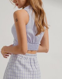 Lapel Drawstring Tank Top