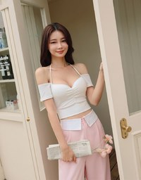 Extreme Neck Hollow Push Up Shirred Bra Top