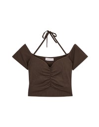 Extreme Neck Hollow Push Up Shirred Bra Top