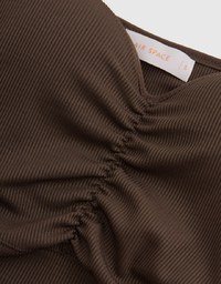 Extreme Neck Hollow Push Up Shirred Bra Top