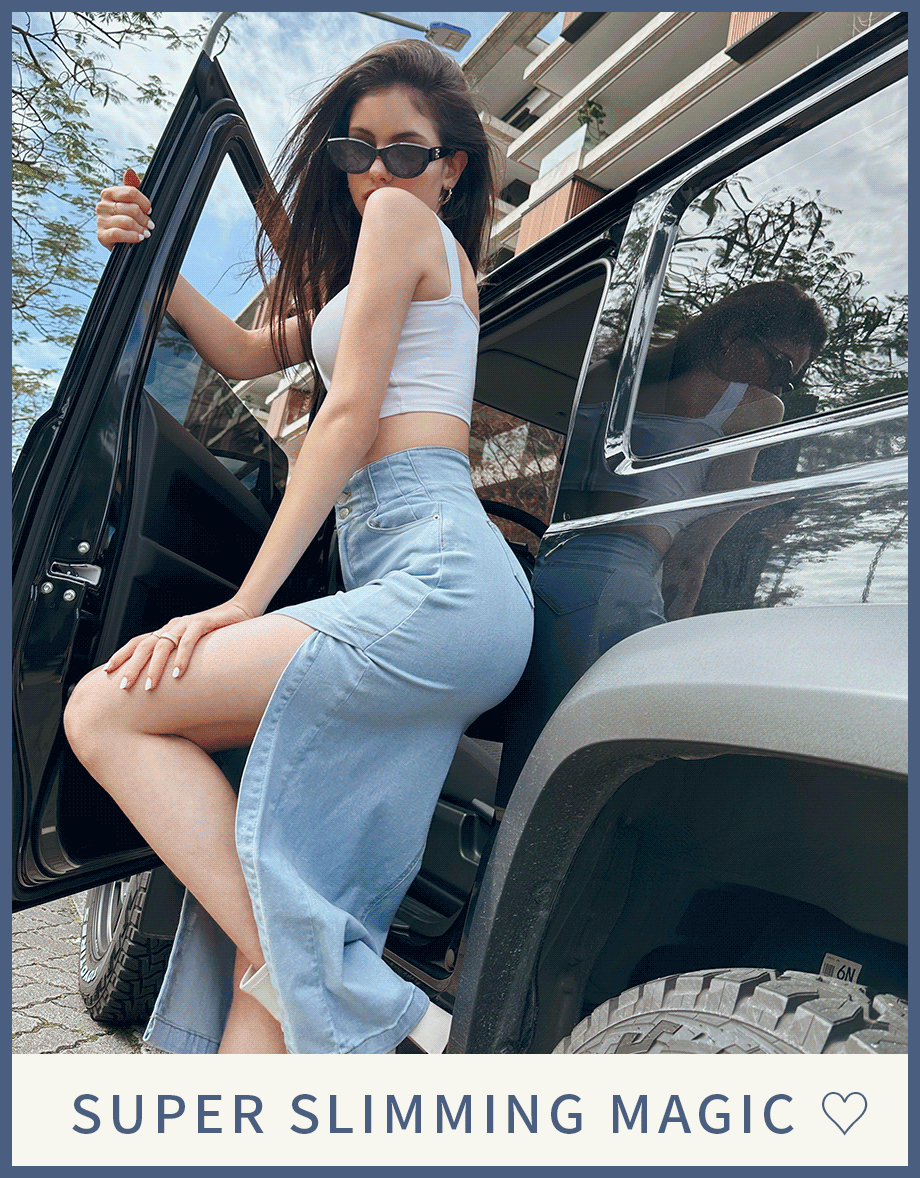 No Filter Irregular Cut Slim Fit Denim Skirt