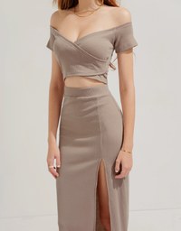 Paneled Slit Knit Suit Set