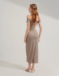 Paneled Slit Knit Suit Set