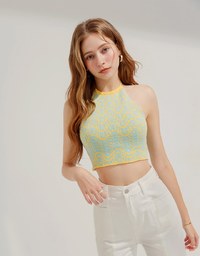 Halter Lace-Up Knit Tank Top