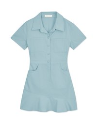 Lapel Button Fishtail Mini Dress