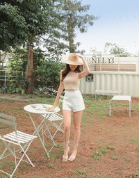 Ribbed Crop Tank Top (With Padding)