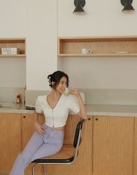 V Neck Zipper Crop Top