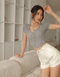 V Neck Crop Knitted Top