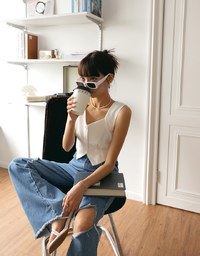 Tweed Scrunch Crop Tank Top
