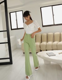 Puff Sleeve Scrunch Checkered Top