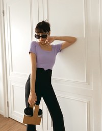 Back Overlap Square Neck Top