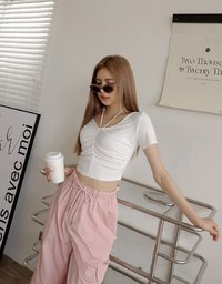 Halter Neck Scrunch Crop Top