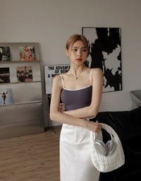 撞色細肩背心(附胸墊)