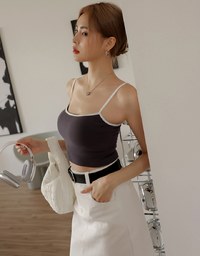 撞色細肩背心(附胸墊)