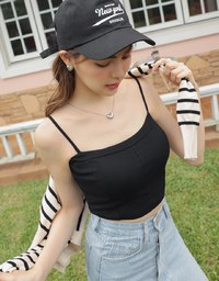 Thin Strap Dimensional Line Camisole (With Bra Padding)