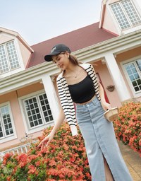 Thin Strap Dimensional Line Camisole (With Bra Padding)