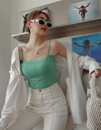 Thin Strap Dimensional Line Camisole (With Bra Padding)