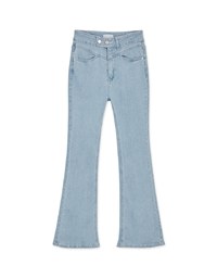 Double Button Stitched Denim Trumpet Pants