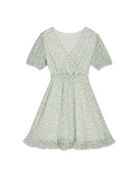 Floral Puff Sleeve Fishtail Mini Dress