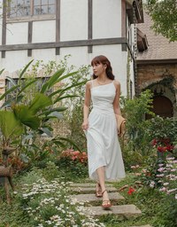 Hollow Waist Irregular Splice Maxi Dress