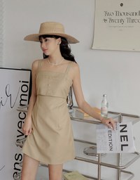 Textured Hollow Waist Mini Tank Dress