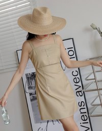 Textured Hollow Waist Mini Tank Dress