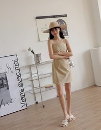 Textured Hollow Waist Mini Tank Dress